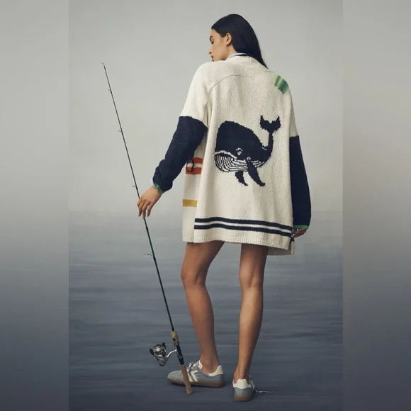 Anthropologie Nautical Buoy Cardigan L/XL NEW - Picture 3 of 15